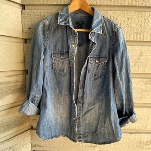 j crew | denim shirt | medium wash | size XS